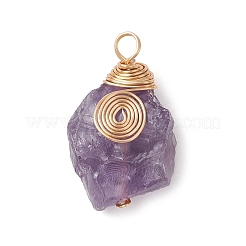 Необработанный натуральный зеленый авантюрин/тигровый глаз/розовый кварц/аметист/кварцевый кристалл подвески из медной проволоки с вихревой обмоткой&nbsp;PALLOY-JF03300