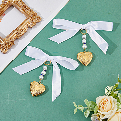 Pendentifs photo en forme de cœur en acier inoxydable 304 avec médaillon et bouquet&nbsp;PALLOY-AB00204