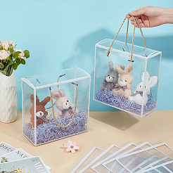 Прозрачные складные ящики для хранения цветов для домашних животных с веревочной ручкой&nbsp;CON-WH0001-38