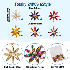 24шт 6 цвета акриловые подвески со стразами&nbsp;FIND-TA0002-79