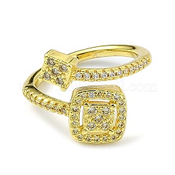 Открытая манжета из латуни с цирконием&nbsp;RJEW-B051-04G