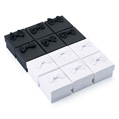 12 шт. 2-цветные квадратные подарочные коробки для хранения бумажных колец из картона&nbsp;CON-TA0001-23