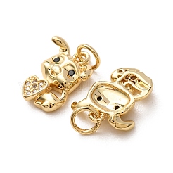Messing Micro Pave schwarz Zirkonia Charms&nbsp;CU-H002-06B-G