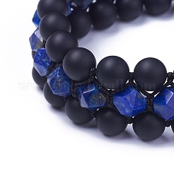 Bracciali di perline intrecciati di lapislazzuli naturali regolabili&nbsp;BJEW-I273-G01