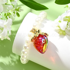 Braccialetti con ciondoli a forma di fragola in acrilico&nbsp;BJEW-JB13843-01