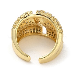 Bagues de manchette en laiton plaqué or avec micro pavé de zircones cubiques pour femmes&nbsp;RJEW-C114-20C-G