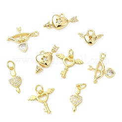 10 Stück 5 Stile Messing Micro Pave klare Zirkonia Charms&nbsp;KK-CJ0004-45
