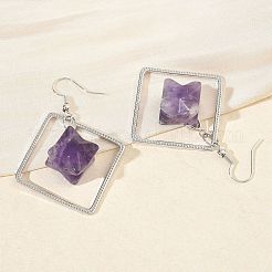 Boucles d'oreilles pendantes en laiton à losanges&nbsp;EJEW-D360-01P-01