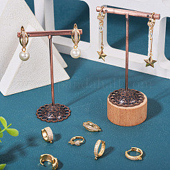 12 шт. 6 стиля латунная микропаве кубический цирконий серьги-кольца фурнитура&nbsp;KK-TA0002-57