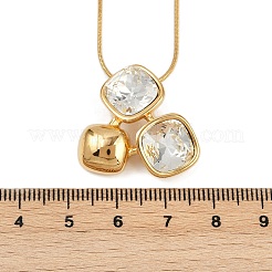 Ожерелья из нержавеющей стали 304 с прозрачными кубическими цирконами и 3 квадратной подвеской для женщин&nbsp;NJEW-V008-01G