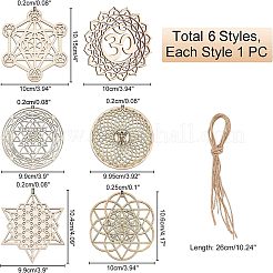 6 Set 6 Stile unbehandeltes Holz Heilige Geometrie Wandkunst&nbsp;DIY-CA0003-68