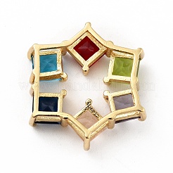 Ciondoli a forma di diapositiva con micro pavé di zirconi colorati in ottone placcato a cremagliera&nbsp;ZIRC-F129-51G