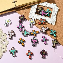 20 pièces 10 styles croix avec perles focales en silicone fleur&nbsp;SIL-CJ0002-38