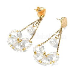 Boucles d'oreilles pendantes en verre électroplaqué pour femmes&nbsp;EJEW-MZ00796-03