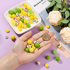 64 шт. круглые и рондельные пищевые экологически чистые силиконовые бусины&nbsp;SIL-SP0001-19C