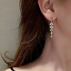 Серьги-гвоздики из сплава листьев и хрустальных страз&nbsp;FS-WG032E1-01