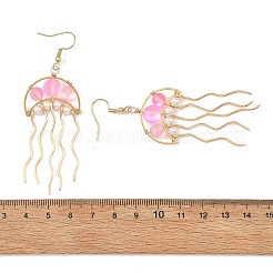 Orecchini pendenti a forma di medusa con pietra di luna sintetica&nbsp;EJEW-JE07534