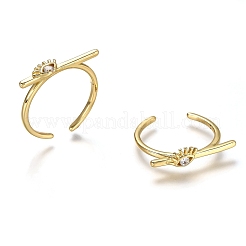 Латунные кольца из манжеты с прозрачным цирконием&nbsp;RJEW-C100-11G