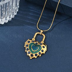 Halsketten mit Anhänger aus türkisfarbenem Emaille aus Edelstahl 304 für Damen&nbsp;NJEW-C118-01C-G