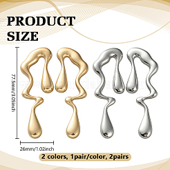 2 пара сережек-гвоздиков из двухцветного сплава для женщин&nbsp;EJEW-GO0002-11