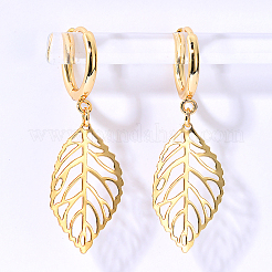 Изысканные серьги-кольца в форме листа из нержавеющей стали 201&nbsp;XH0192