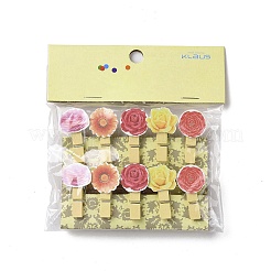 Цветочная тема деревянные и железные прищепки&nbsp;AJEW-H137-07