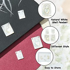 4 шт. 2 стиля подвески из натуральной белой перламутровой ракушки&nbsp;SHEL-CJ0001-37