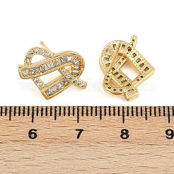 Серьги-гвоздики из латуни с микропаве из кубического циркония для женщин&nbsp;EJEW-K312-01G