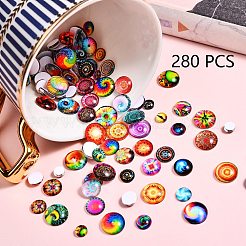 280pcs 4 Arten Glascabochons mit flacher Rückseite&nbsp;GGLA-SZ0001-32