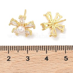 Blume Messing kubisch Ohrringe Zirkonia Ohr&nbsp;EJEW-P336-06G-02