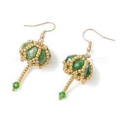 Pendientes colgantes de vidrio electrochapado transparente y cuentas de vidrio con semillas&nbsp;EJEW-MZ00714-04