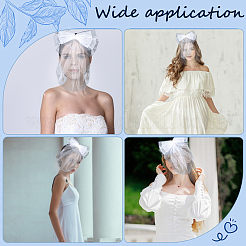 1 шт. полиэстеровая свадебная фата с бантом&nbsp;AJEW-CY0001-83