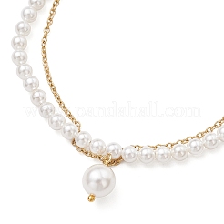 Bracelets multi-rangs en perles rondes de coquillage pour femmes&nbsp;BJEW-JB12035-01