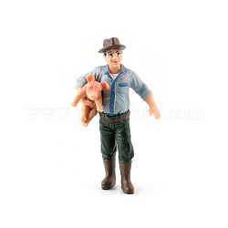 Mini figuras de mano de granja de pvc, modelo realista de personas agricultoras para el aprendizaje educativo preescolar cognitivo, juguetes infantiles, patrón de cerdo, 50x90mm