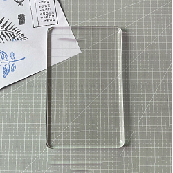 Strumenti per blocchi di stampaggio acrilico trasparente con angoli arrotondati, blocchi di francobolli decorativi a griglia, per la fabbricazione di artigianato scrapbooking, chiaro, rettangolo, 16x10cm