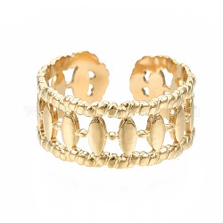 304 овальное открытое манжетное кольцо из нержавеющей стали, массивное полое кольцо для женщин, золотые, размер США 7 (17.3 мм)