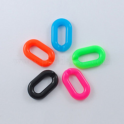 Opaque Acrylic Oval Linking Rings, Mixed Color, 39x24x7mm