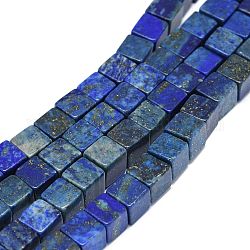 Abalorios de lapislázuli naturales hebras, cuboides, 8~8.5x8~8.5x8~8.5mm, agujero: 1.2 mm, aproximamente 49 pcs / cadena, 15.75'' (40 cm)