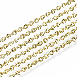 3.28 pieds 304 chaines inox, chaînes câblées, chaînes de liens, texturé, or, 2.5x2x0.3mm