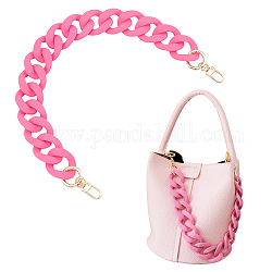 Sangles de sac en chaîne curban acrylique, avec anneau à ressort et fermoir pivotant, pour les accessoires de remplacement de sac, rose foncé, 46 cm