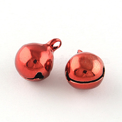 Ciondoli con pendenti in ottone campanelli sottovuoto, rosso, 13x10mm, Foro: 1.5 mm