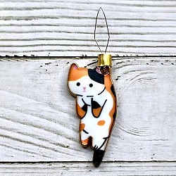 Enhebradores de aguja de esmalte de aleación en forma de gato, herramientas de guía de hilo, con alambre de hierro, naranja, 55x17.5x4mm