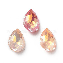 Electroplate Glass Rhinestone Cabochons, Point Back & Back Plated, Faceted, Teardrop, Mixed Color, 10x7x4mm