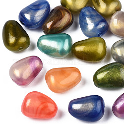 Perles acryliques opaques, Couleur de deux tons, avec de la poudre de paillettes, larme, couleur mixte, 18x14x11mm, Trou: 2mm, environ 280 pcs/500 g