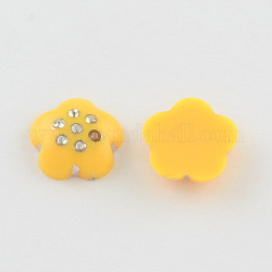 Plated Acrylic Cabochons, Metal Enlaced, Flower, Gold, 11.5x12x3.5mm