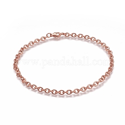 304 acero inoxidable tobillera de cadena de cable, con cierre de pinza, oro rosa, 9-7/8 pulgada (25 cm)