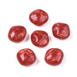 Perles acryliques, style de pierres fines imitation, ovale, rouge, 12.5x12x7mm, Trou: 1.2mm, environ 840 pcs/500 g