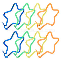 Dicosmetic 4 paires 4 couleurs étoile ouverte 304 grandes créoles huggie en acier inoxydable, Boucles d'oreilles hypoallergéniques pour femmes, couleur mixte, 12 jauge, 42~60x40~57x2mm, pin: 0.7~0.8x1 mm, 1 paire / couleur