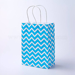 Бумажные мешки, с ручками, подарочные пакеты, сумки для покупок, прямоугольные, волновая картина, глубокое синее небо, 21x15x8 см