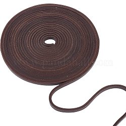 Cordón de cuero de vaca plano gorgecraft, para la fabricación de la joya, coco marrón, 6x3mm